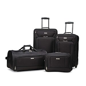 4-Piece American Tourister Fieldbrook XLT Softside Upright Luggage (Black or Blue) $80 + Free Shipping