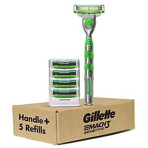 Amazon: Gillette Mach3 Sensitive Men's Razor Handle + 5 Refills $11.85 & MORE