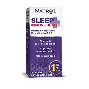 30-Count Natrol Sleep+ Immune Health Supplement (Melatonin, Elderberry, Vitamins C, D, & Zinc) $3.50 w/ S&S + Free Shipping w/ Prime or on $25+