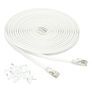 30' Amazon Basics RJ45 Cat 7 Ethernet Patch Cable w/ 15 Nails (White) $3.34 + Free Shipping w/ Prime or on $35+