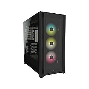 Corsair iCUE 5000X RGB Tempered Glass Mid-Tower ATX PC Smart Case, Black $95
