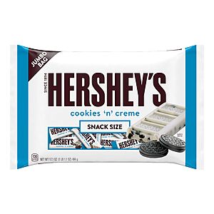 HERSHEY'S Cookies 'n' Creme Snack Size Candy Bars, 17.1 oz, Jumbo Bag $6.54 + Free S&H w/ Walmart+ or $35+