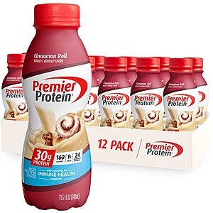12 pack Limited - Premier Protein Shake, 30g Protein, 1g Sugar,24 Vitamins & Minerals Nutrients to Support Immune Health, Cinnamon Roll,11.5 fl oz - $8.39 (w/ S&S)