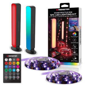 5-Piece Monster LED Sound Reactive Multi-Color RGB Indoor LED Light Kit $10 + Free Store Pickup