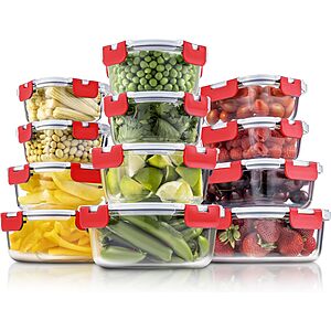 24-Piece (12 Containers/ 12 Lids) FineDine Superior Glass Food Storage Containers Set w/ Hinged Locking Lids from $19.79 + Free Shipping w/ Prime or on $35+