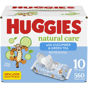 Amazon.com: Baby Wipes, Huggies Natural Care Refreshing Baby Diaper Wipes, Hypoallergenic, Scented, 10 Flip-Top Packs (560 Wipes Total) : Baby $11