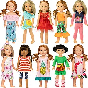 ZITA ELEMENT 10 Complete Sets Fashion Handmade American 14.5 Inch Girl Wellie Doll Casual Wear Clothes and Party Dress $20.99