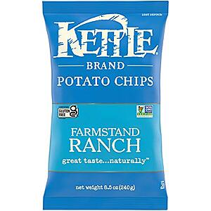 Kettle Brand Potato Chips, Farmstand Ranch Kettle Chips, 8.5 Oz for $2.10  or as low as $1.98 w/5+ S&S and Free Ship at Amazon