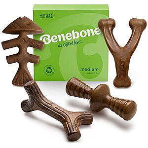 Benebone Medium Holiday 4-Pack Dog Chew Toys for Aggressive Chewers $13.47
