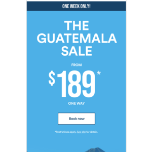 Alaska Airlines Sale: One way fare to Guatemala from $189