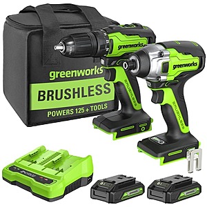 24V Brushless Drill & Impact Driver w/ (2) 2.0 Ah USB Batteries & Dual Port Charger $90 + Free Shipping