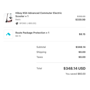 Hiboy KS4 Scooter, with code BFD60 + Free Shipping = $348.14
