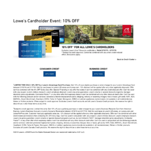 Lowe's Cardholder 3 Day Event: 10% OFF