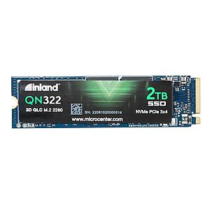 2TB Inland QN322 NVMe PCIe Gen 3 M.2 3D NAND QLC SSD Internal Solid State Drive $75 + Free Store Pickup at Micro Center