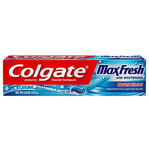 6-Oz Colgate Max Fresh Toothpaste w/ Mini-Breath Strips 2 for $2.98 & More + $5 ExtraBucks Rewards + Free Store Pickup at CVS