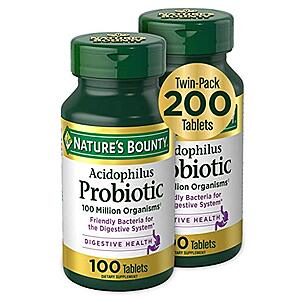 2-Pack 100-Ct Nature's Bounty Acidophilus Probiotic Supplement $4.90 w/ S&S + Free Shipping w/ Prime or $25+