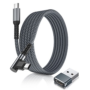3-Meter Basesailor 100W USB-C to USB-C Right Angle Cable w/ USB-A Adapter $5