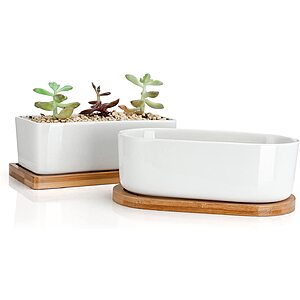 2 PC 6.3 Inch Greenaholics Rectangle Pots for Plants with Bamboo Tray $10.02 + Free Shipping w/ Prime or on orders $25+