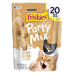 Purina Friskies Cat Treats Party Mix Crunch Gravylicious Chicken & Gravy Flavor - 20 oz. Pouch $5.86 (or less) w/ 5+ S&S (ymmv?)