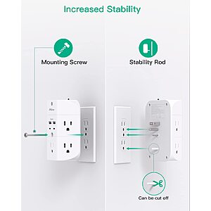 Surge Protector Outlet Extender - with Night Light, 5-Outlet Splitter and 4 USB Ports (2 USB C Charger), Multi Plug Outlet for Home, Dorm Room Essentials $12.56
