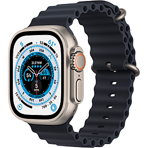 Apple Watch Ultra (GPS + Cellular) 49mm Titanium Case with Midnight Ocean Band Titanium MQET3LL/A - $749