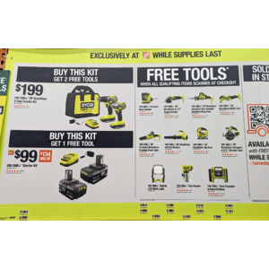 (Preview) Ryobi Sale Oct 23: Buy 2-Pack 18V 4Ah Battery w/ Charger Starter Kit for $99 and get a free select Brushless tool