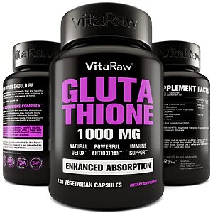 VitaRaw 1000mg Glutathione for Immune Support - 100mg Absorption Complex  Reduced Glutathione Supplement with Alpha Lipoic Acid $15.1