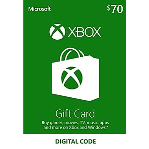 $70 Xbox Gift Card (Digital Delivery) $58.42