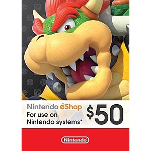 $50 Nintendo Gift Card (Digital Delivery) $40.52