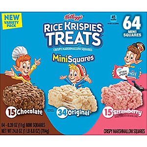 64-Count Kellogg’s Rice Krispies Treats Mini-Squares (Variety Pack) $8.25 w/ S&S + Free Shipping w/ Prime or on $25+