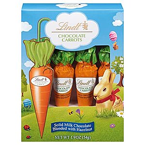 4-Count 1.9-Oz Lindt Chocolate Carrots (Milk Chocolate & Hazelnut) $3.72 w/ S&S + Free Shipping w/ Prime or on $25+