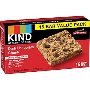 60-Count 1.2-Oz KIND Healthy Grains Bars (Dark Chocolate Chunk) $20.70 w/ S&S ($0.35 Each) + Free Shipping w/ Prime or on $25+