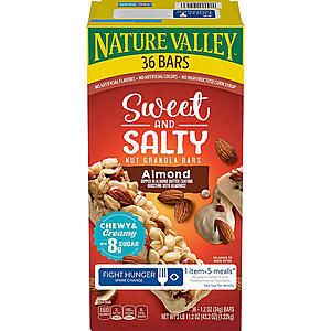 Sam's Club: 36-Count 1.2-Oz Nature Valley Sweet & Salty Nut Granola Bars (Almond or Peanut) $9.44 ($0.18/bar) + Free Shipping for Plus Members