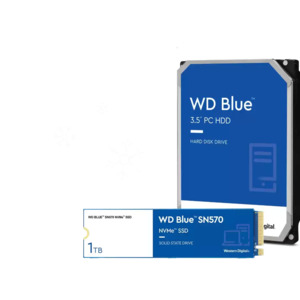 WD Blue SSD and HDD bundle 15% off SN570 NVMe SSD 1TB + 8TB HDD $161.5
