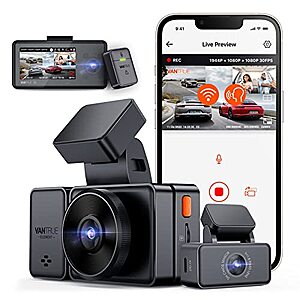 Vantrue E3 2.5K 3 Channel Front and Rear Inside Dash Cam, 3 Way WiFi GPS Dash Camera for Car, 1944P+1080P+1080P - $239.99 - Amazon