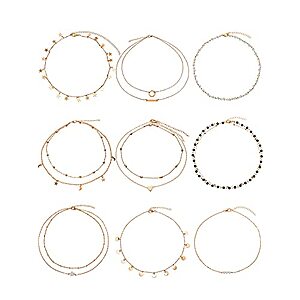 BBTO 9 Pieces Gold Layering Chain Choker Necklace $9.99