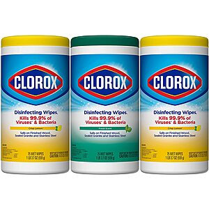 Select Amazon Accounts: 3-Pack 75-Count Clorox Disinfecting Wipes $7 w/ Subscribe & Save