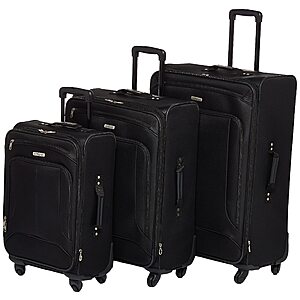American Tourister Pop Max Softside Luggage with Spinner Wheels, Black, 3-Piece Set (21/25/29) $130