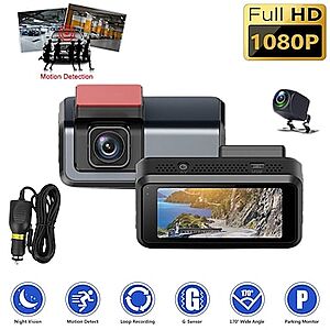 1080p Small Form Factor - Front and rear dual dashcam w g-sensor, parking mode and loop recording - $32 Shipped!