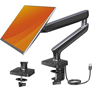 ErGear Single Monitor Arm for Max 34 inch Ultrawide Curved Screen, Upgraded Sturdy Monitor Desk Mount with 3-in-1 USB 3.0 Hub and Thicker Arm, $19.99