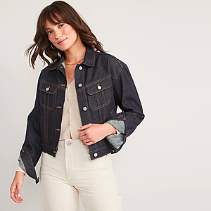 Old Navy Extra 30% Off Select Sale Styles: Women's Cropped Non-Stretch Denim Jacket $12.60 & More + Free S/H on $50+