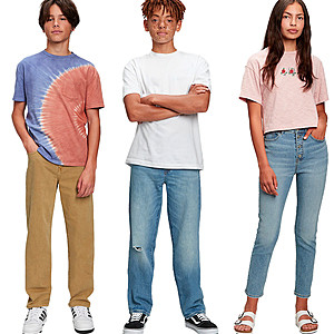Gap.com Extra 60% Off WYB 3+ Markdowns | Kids' / Teen Jeans $6, Denim Jacket $12 | Women's GapFit Jogger $6 + FS from $20+ / FS for cardholders