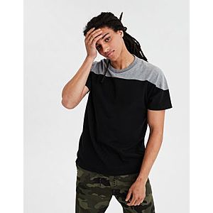 American Eagle 60% Off Clearance + Extra 10% Off: Mens AE Color Block T-Shirt $5.40 & More + Free S/H $25 w/ SR