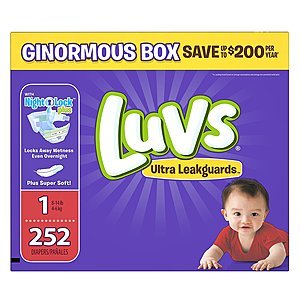 Luvs Ultra Leakguards Diapers: 252-Count Size 1  $17.50 w/ S&S & More + Free S&H