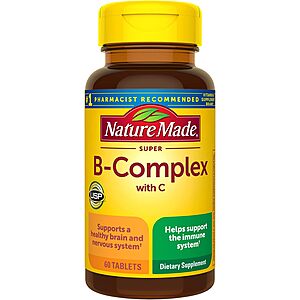 60-Count Nature Made Super B Complex w/ Vitamin C & Folic Acid Dietary Supplement 2 for $3.85 ($1.93 each) w/ S&S + Free Shipping w/ Prime or $35+