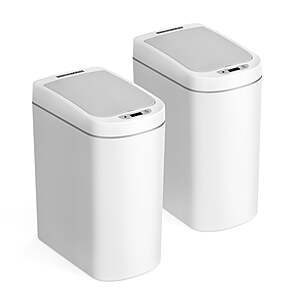 2-Pack 1.85-Gallon Nine Stars Motion Sensor Bathroom Trash Can w/ Ring Liner $20 + Free S&H w/ Walmart+ or $35+