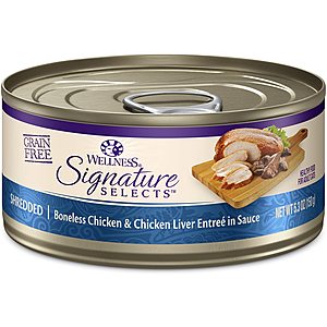12-Pk 5.3-Oz Signature Selects Shredded Boneless Wet Cat Food (Chicken & Liver) $11 & More w/ Subscribe & Save