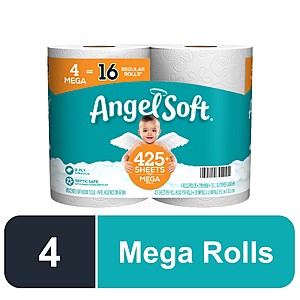 4 Mega Rolls Angel Soft Toilet Paper Bath Tissue $3.18 at Amazon