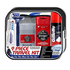 9 Pce. Travel Kit Old Spice / Gillette Products in Reuseable Toiletry Bag $4.87 Free Shipping w/ Amazon Prime or Orders $25+