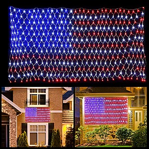 6.5' American Flag Net Lights with 420 LEDs Outdoor Indoor $12.49 + Free Shipping